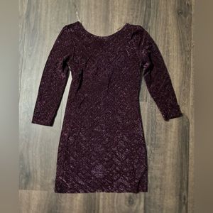 Dress long sleeve raspberry glitter